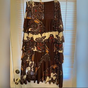 NWOT ZADIE B’S Maxi Multi-Print Ruffle Skirt